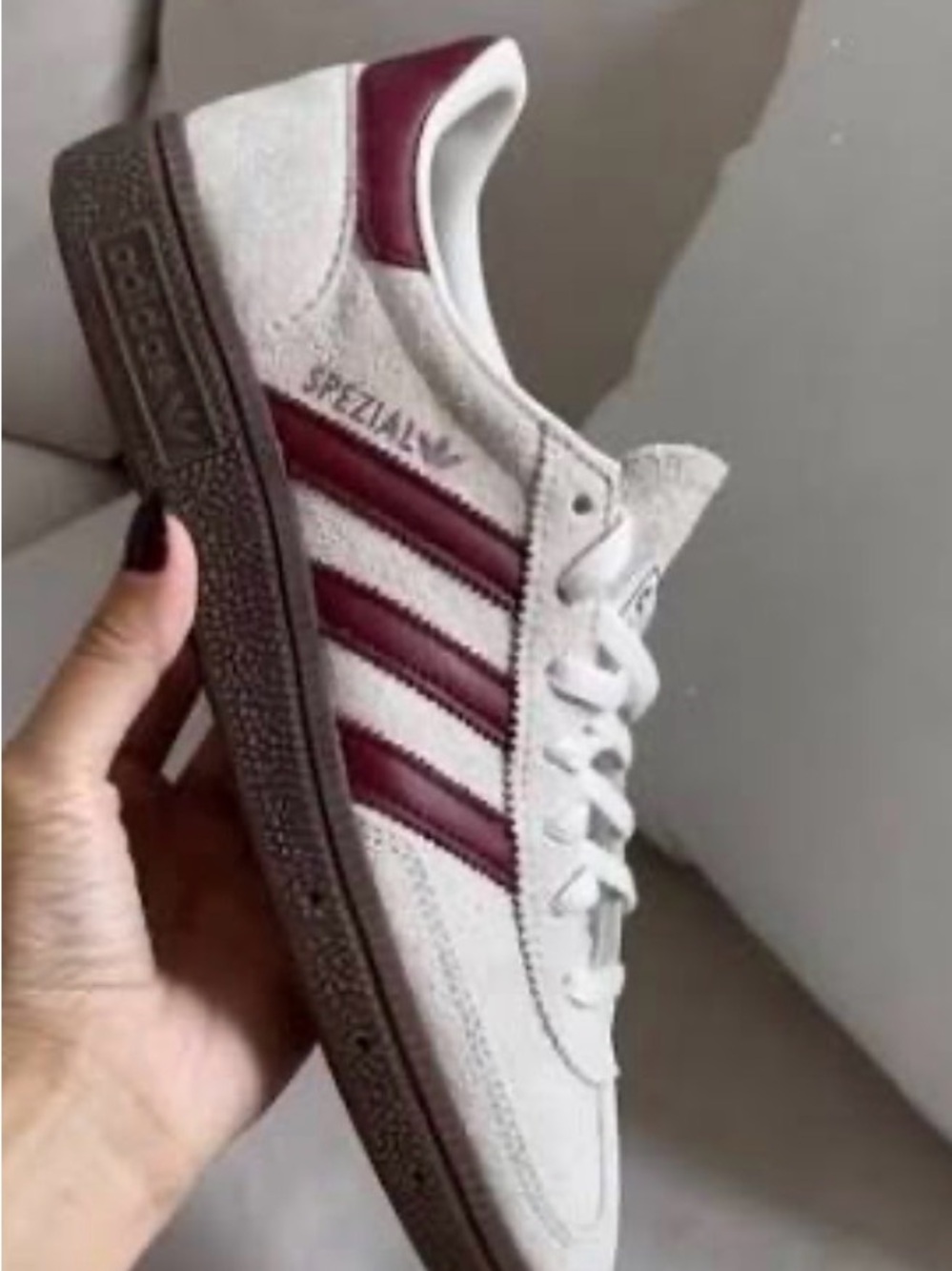 adidas Spezial Suede Sneaker in Off-White & Burgundy